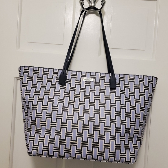 EC Kate Spade Large Margaretta Zip Close Tote Colorful, Business, Navy, Lavender - Picture 1 of 11